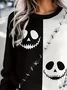Black and white Halloween ghost pullover sweatshirt