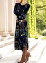 Hippie Casual Loose Floral Crew Neck Dress