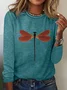 Hippie Dragonfly Crew Neck Cotton-Blend Casual T-Shirt