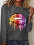 Hippie Mouth Printed Casual Round Neck Women's T-shirt