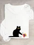 Kamala Harris 2024 Black Cat Casual Long Sleeve Shirt