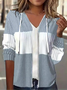 Casual Color Block Loose Hoodie Jacket
