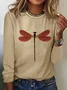 Hippie Dragonfly Crew Neck Cotton-Blend Casual T-Shirt