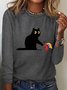 Kamala Harris 2024 Black Cat Casual Long Sleeve Shirt