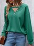 Casual Plain Crew Neck Buckle Sweatshirt