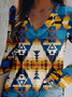 Hippie Vintage V Neck Ethnic Geometry T-Shirt