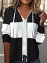 Casual Color Block Loose Hoodie Jacket