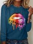 Hippie Mouth Printed Casual Round Neck Women's T-shirt