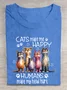 Cats Make Me Happy Humans Make My Head Hurt Cotton T-shirt