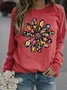 Hippie Floral Peace Loose Casual Sweatshirt