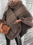 Yarn/Wool Yarn Elegant Plaid Fur Collar Cloak