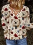 V Neck Floral Loose Casual Blouse