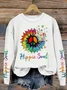 Hippie Soul Peace Logo Printed Casual Round Neck Women's Hooded Sweatshirt