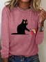 Kamala Harris 2024 Black Cat Casual Long Sleeve Shirt