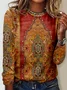 Hippie Casual Nationality/Ethnic Crew Neck T-Shirt