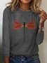Hippie Dragonfly Crew Neck Cotton-Blend Casual T-Shirt