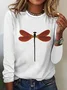 Hippie Dragonfly Crew Neck Cotton-Blend Casual T-Shirt