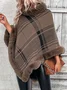Yarn/Wool Yarn Elegant Plaid Fur Collar Cloak