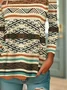 Ethnic pattern printed round neck women's T-shirt