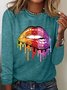 Hippie Mouth Printed Casual Round Neck Women's T-shirt