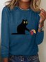 Kamala Harris 2024 Black Cat Casual Long Sleeve Shirt