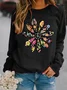 Hippie Floral Peace Loose Casual Sweatshirt