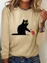 Kamala Harris 2024 Black Cat Casual Long Sleeve Shirt
