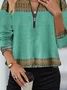 Vintage Crew Neck Loose Ethnic Sweatshirt