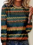 Casual Abstract Stripes Crew Neck T-Shirt