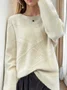 Plain Casual Yarn/Wool Yarn Loose Sweater