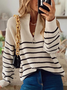 Loose Casual Yarn/Wool Yarn Striped Sweater