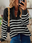Loose Casual Yarn/Wool Yarn Striped Sweater