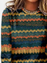Casual Abstract Stripes Crew Neck T-Shirt