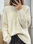 Plain Casual Yarn/Wool Yarn Loose Sweater