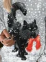 Christmas Cat Round Neck Casual Sweatshirt