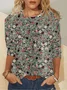 Jersey Casual Floral Loose T-Shirt