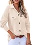 Women's Long Sleeve Blouse Spring/Fall Black Plain Buckle Shirt Collar Daily Going Out Casual Top