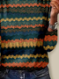 Casual Abstract Stripes Crew Neck T-Shirt