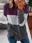 Crew Neck Color Block Casual Sweatshirt