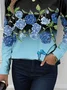 Women's Long Sleeve T-shirt Spring/Fall Black Floral Jersey Crew Neck Daily Going Out Casual Top