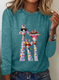 Women's Oil Painting Funny Giraffe Print Casual Long Sleeve Shirt