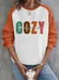 Color Block Thanksgiving  Women's Cozy Season Raglan Sleeve Sweatshirt