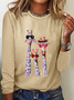 Women's Oil Painting Funny Giraffe Print Casual Long Sleeve Shirt