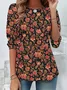 Floral Loose Jersey Casual T-Shirt