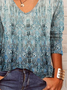 Ethnic V Neck Jersey Casual T-Shirt