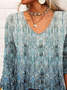 Ethnic V Neck Jersey Casual T-Shirt