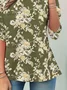 Floral printed casual round neck T-shirt