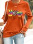 Hippie print round neck pullover sweatshirt