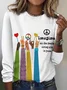 Peace and Love Printed Round Neck T-shirt