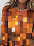 Plaid printed casual round neck women's T-shirt